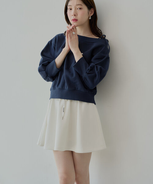 Chico（チコ）の「スウェットフレアミニスカート（スカート・レディース・ネイビー/ホワイト/ブルー・FREE）」の8枚目の写真