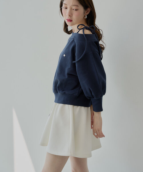 Chico（チコ）の「スウェットフレアミニスカート（スカート・レディース・ネイビー/ホワイト/ブルー・FREE）」の10枚目の写真