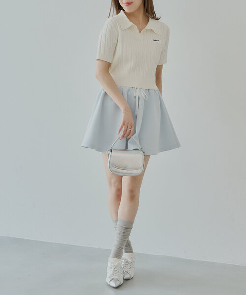 Chico（チコ）の「スウェットフレアミニスカート（スカート・レディース・ネイビー/ホワイト/ブルー・FREE）」の4枚目の写真