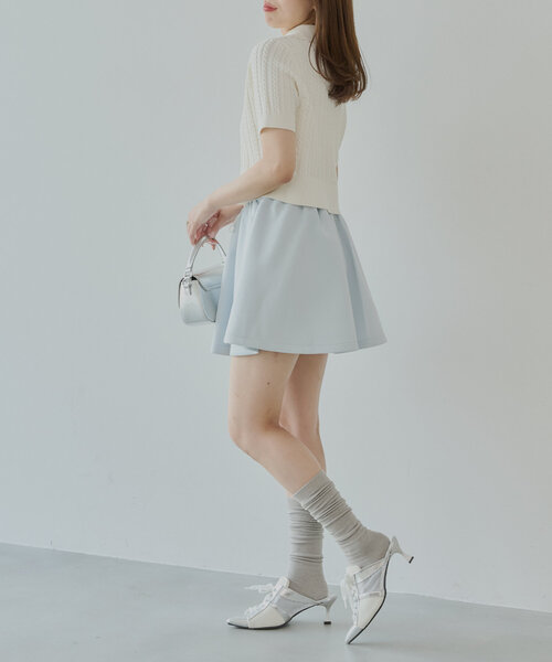 Chico（チコ）の「スウェットフレアミニスカート（スカート・レディース・ネイビー/ホワイト/ブルー・FREE）」の5枚目の写真