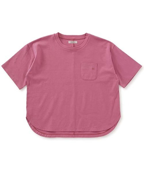 Hエンブロイダリー ラウンドヘム ショートスリーブTシャツ