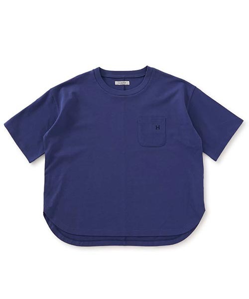 HOLLYWOOD RANCH MARKET（ハリウッドランチマーケット）の「Hエンブロイダリー ラウンドヘム ショートスリーブTシャツ ウイメンズ（Tシャツ/カットソー・レディース・ホワイト/ピンク/グリーン/ベージュ/ブラック/ブルー・ONE SIZE）」の5枚目の写真