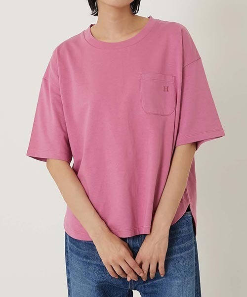 Hエンブロイダリー ラウンドヘム ショートスリーブTシャツ