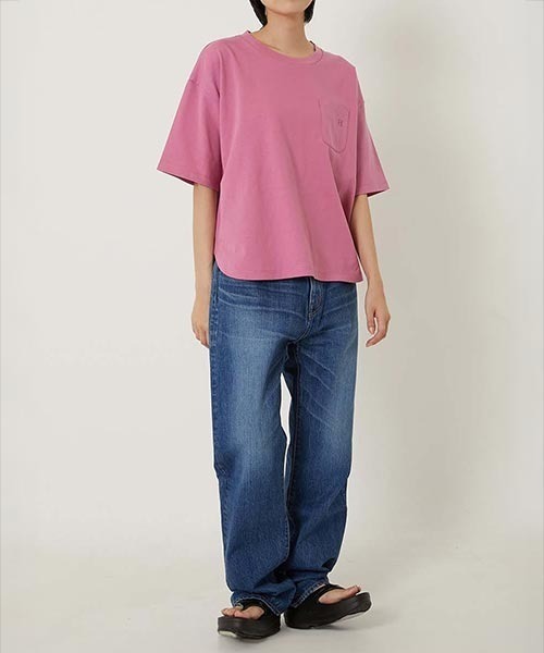 HOLLYWOOD RANCH MARKET（ハリウッドランチマーケット）の「Hエンブロイダリー ラウンドヘム ショートスリーブTシャツ ウイメンズ（Tシャツ/カットソー・レディース・ホワイト/ピンク/グリーン/ベージュ/ブラック/ブルー・ONE SIZE）」の18枚目の写真