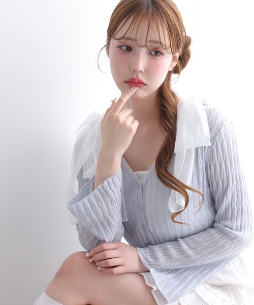 one after another NICE CLAUP(ワンアフターアナザーナイスクラップ)の「肩リボンインナー(キャミソール・レディース・ミント/サックスブルー/オフホワイト/ネイビー・FREE)」の22枚目の写真