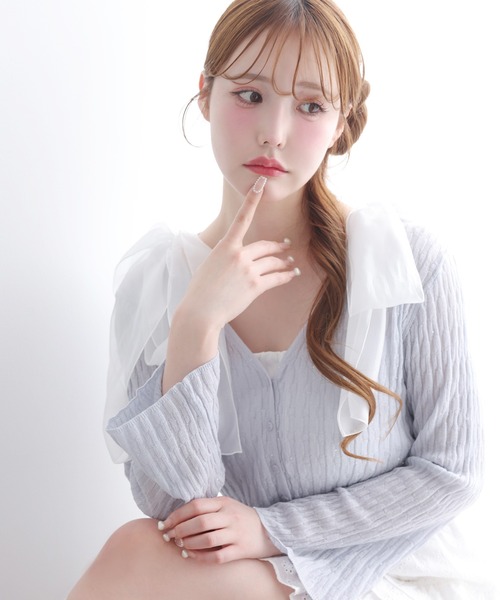 one after another NICE CLAUP(ワンアフターアナザーナイスクラップ)の「肩リボンインナー(キャミソール・レディース・ミント/サックスブルー/オフホワイト/ネイビー・FREE)」の21枚目の写真