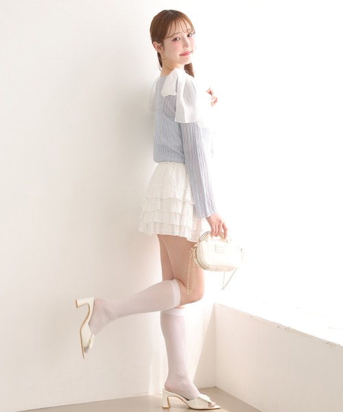 one after another NICE CLAUP(ワンアフターアナザーナイスクラップ)の「肩リボンインナー(キャミソール・レディース・ミント/サックスブルー/オフホワイト/ネイビー・FREE)」の18枚目の写真