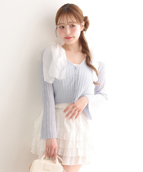 one after another NICE CLAUP(ワンアフターアナザーナイスクラップ)の「肩リボンインナー(キャミソール・レディース・ミント/サックスブルー/オフホワイト/ネイビー・FREE)」の19枚目の写真