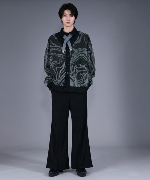 Ellno Loset（エルノロゼット）の「マーブルシアーカーディガン（カーディガン/ボレロ・メンズ・ブラック/ダークブルー・SMALL/LARGE/MEDIUM）」の11枚目の写真