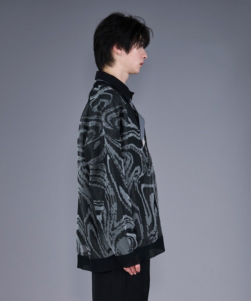 Ellno Loset（エルノロゼット）の「マーブルシアーカーディガン（カーディガン/ボレロ・メンズ・ブラック/ダークブルー・SMALL/LARGE/MEDIUM）」の8枚目の写真