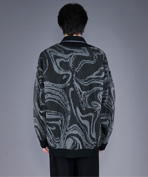 Ellno Loset（エルノロゼット）の「マーブルシアーカーディガン（カーディガン/ボレロ・メンズ・ブラック/ダークブルー・SMALL/LARGE/MEDIUM）」の9枚目の写真