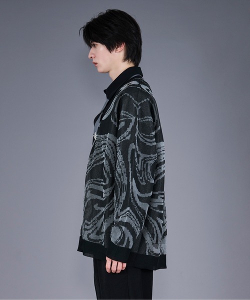 Ellno Loset（エルノロゼット）の「マーブルシアーカーディガン（カーディガン/ボレロ・メンズ・ブラック/ダークブルー・SMALL/LARGE/MEDIUM）」の10枚目の写真