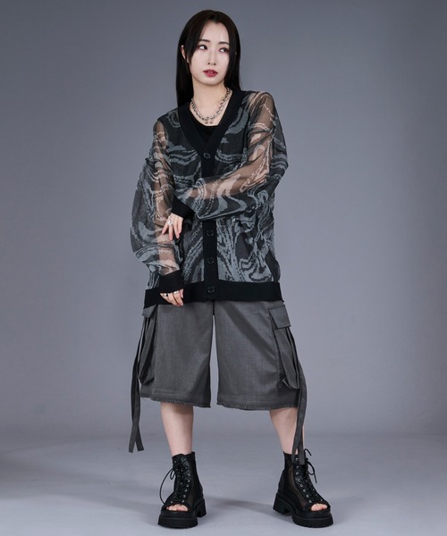 Ellno Loset（エルノロゼット）の「マーブルシアーカーディガン（カーディガン/ボレロ・メンズ・ブラック/ダークブルー・SMALL/LARGE/MEDIUM）」の21枚目の写真