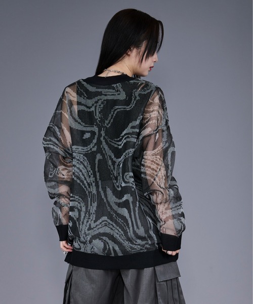 Ellno Loset（エルノロゼット）の「マーブルシアーカーディガン（カーディガン/ボレロ・メンズ・ブラック/ダークブルー・SMALL/LARGE/MEDIUM）」の16枚目の写真