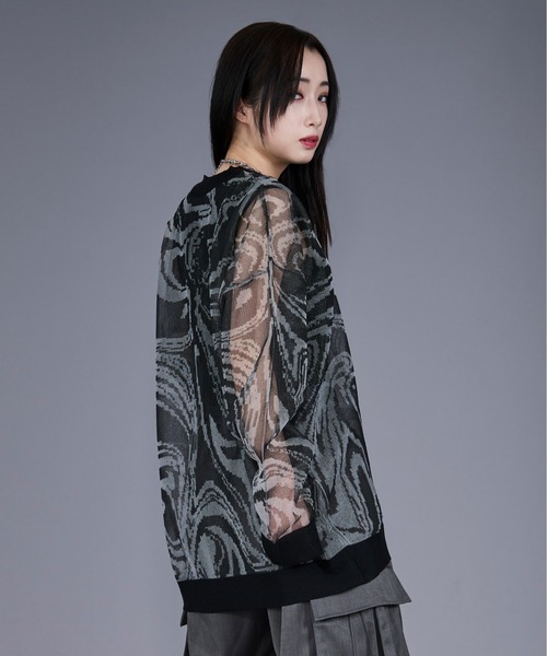 Ellno Loset（エルノロゼット）の「マーブルシアーカーディガン（カーディガン/ボレロ・メンズ・ブラック/ダークブルー・SMALL/LARGE/MEDIUM）」の17枚目の写真