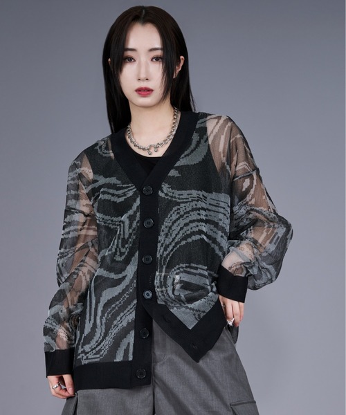 Ellno Loset（エルノロゼット）の「マーブルシアーカーディガン（カーディガン/ボレロ・メンズ・ブラック/ダークブルー・SMALL/LARGE/MEDIUM）」の19枚目の写真