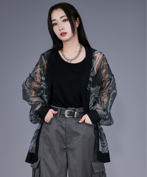 Ellno Loset（エルノロゼット）の「マーブルシアーカーディガン（カーディガン/ボレロ・メンズ・ブラック/ダークブルー・SMALL/LARGE/MEDIUM）」の15枚目の写真