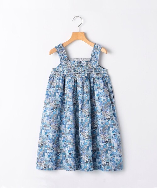 SHIPS ワンピース 小花プリント　リバティ風　ブルー SHIPS ワンピース 小花プリント リバティ風 ブルー （リバティ