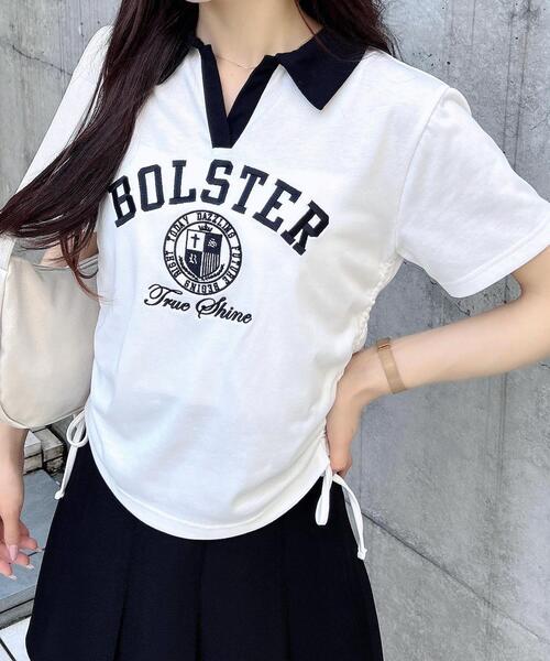 INGNI（イング）の「サイドギャザースキッパー襟配色Tシャツ（T