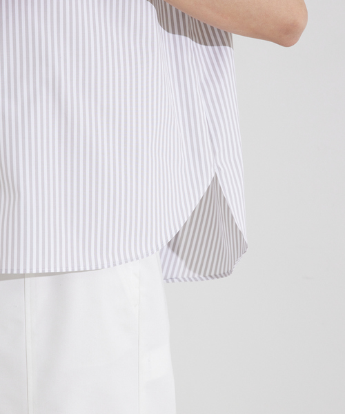 qualite（カリテ）の「ハイネックフレンチシャツ/オフィスカジュアル/夏服（シャツ/ブラウス・レディース・オフホワイト/チャコールグレー/ブルー・フリー）」の16枚目の写真