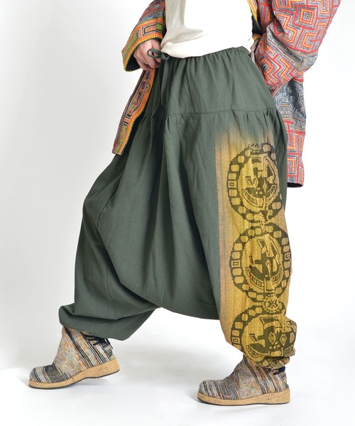 By Walid サルエルパンツ アンティーク 逸品 ヴィクトリア朝 The Viridi-anne - 強撚二重織りサルエルクロップドパンツ