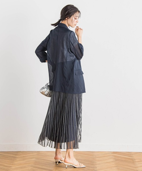 Droite lautreamont（ドロワットロートレアモン）の「シアー麻調合繊ジャケット≪手洗い可能≫（テーラードジャケット・レディース・ネイビー/ベージュ・M）」の11枚目の写真