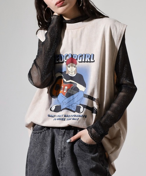 Red Cap Girl(レッドキャプガール)の「RED CAP GIRL 天竺 スノーウォッシュ加工 ノースリーブ(タンクトップ・メンズ・ベージュ系2/ブラック系3/ベージュ系1/ブラック系2/ブラック系4/ベージュ系3/ベージュ系4/ブラック系1・M/L)」の6枚目の写真