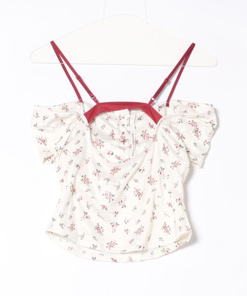 Mayree(メイリー)の「【Mayree】小花柄 ヘンリーネック インナーカップ付き カットソー(Tシャツ/カットソー・レディース・アイボリー・SMALL/MEDIUM/LARGE)」の2枚目の写真