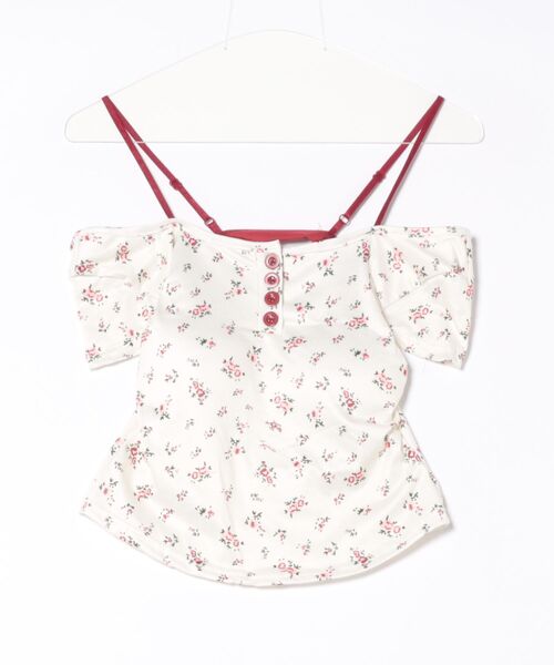 Mayree(メイリー)の「【Mayree】小花柄 ヘンリーネック インナーカップ付き カットソー(Tシャツ/カットソー・レディース・アイボリー・SMALL/MEDIUM/LARGE)」の6枚目の写真