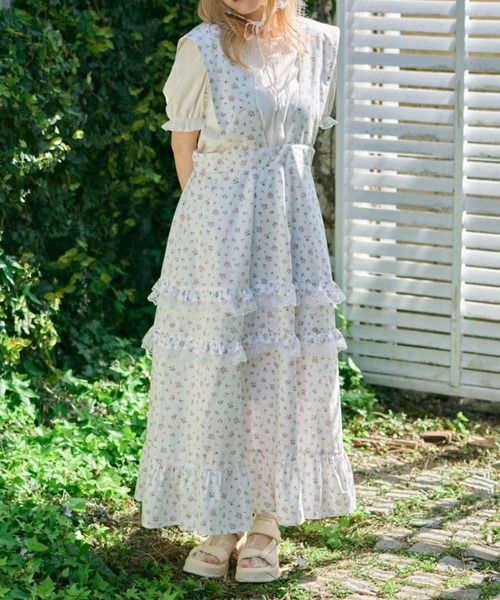 kutir（クティール）の「【クティールとレトロ】アソートティアードレースフリルジャンパースカート（ジャンパースカート・レディース・オフホワイト/ライトブルー/グリーン/ブルー/ピンク・MEDIUM/SMALL）」の5枚目の写真