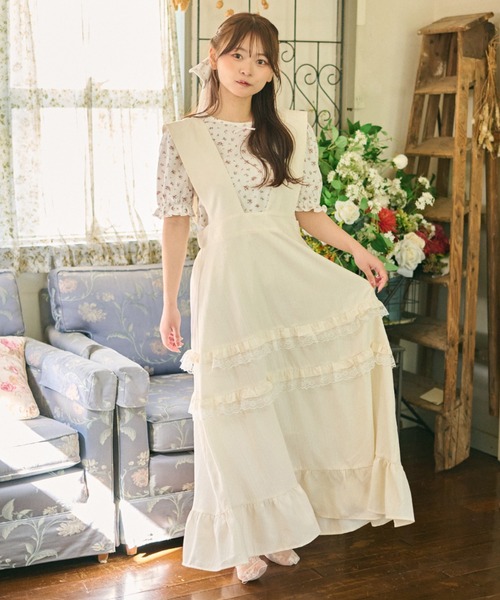 kutir（クティール）の「【クティールとレトロ】アソートティアードレースフリルジャンパースカート（ジャンパースカート・レディース・オフホワイト/ライトブルー/グリーン/ブルー/ピンク・MEDIUM/SMALL）」の14枚目の写真