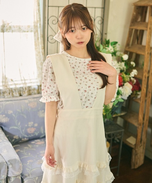 kutir（クティール）の「【クティールとレトロ】アソートティアードレースフリルジャンパースカート（ジャンパースカート・レディース・オフホワイト/ライトブルー/グリーン/ブルー/ピンク・MEDIUM/SMALL）」の18枚目の写真