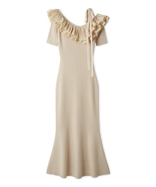 スナイデル　ワンピース　beige セール】アシメプリーツカラーニットワンピース（ワンピース