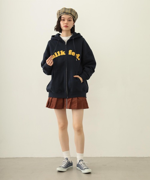 【新品】ミルクフェド バックロゴ入りパーカー スウェット フーディー ネオン管風 MILKFED. ミルクフェド パーカー ARCH LOGO ZIP UP HOODIE
