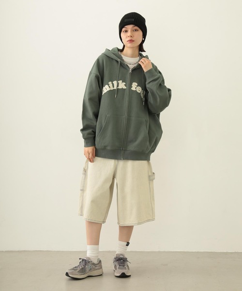 MILKFED.（ミルクフェド）の「ARCH COOPER LOGO ZIP UP HOODIE（パーカー・レディース・ブラック/オリーブ/オートミール/ネイビー・M/L）」の15枚目の写真
