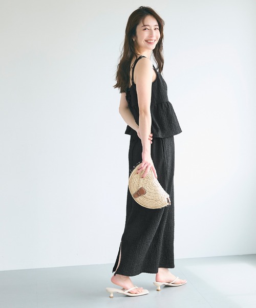 coca(coca)(コカ)の「ペプラムクロスシャーリングワンピース/吸水速乾(ワンピース・レディース・ブラック/アイボリー・L/S/M)」の6枚目の写真
