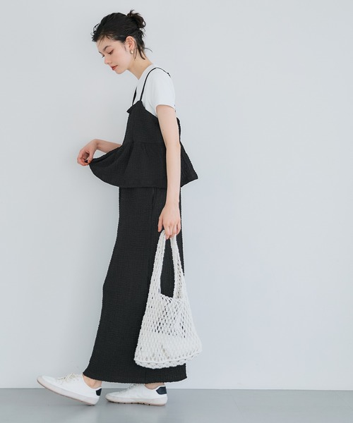 coca(coca)(コカ)の「ペプラムクロスシャーリングワンピース/吸水速乾(ワンピース・レディース・ブラック/アイボリー・L/S/M)」の8枚目の写真
