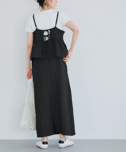 coca(coca)(コカ)の「ペプラムクロスシャーリングワンピース/吸水速乾(ワンピース・レディース・ブラック/アイボリー・L/S/M)」の10枚目の写真