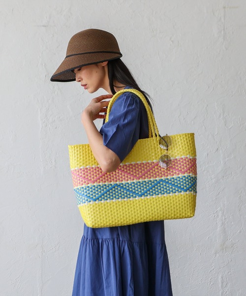 VitaFelice(ヴィータフェリーチェ)の「メルカドトートバッグ(M) プラかごバッグ かごバック ビッグトート A4収納 マルシェバッグ(かごバッグ・レディース・イエロー/ターコイズブルー/ブルー/ピンク・FREE)」の22枚目の写真