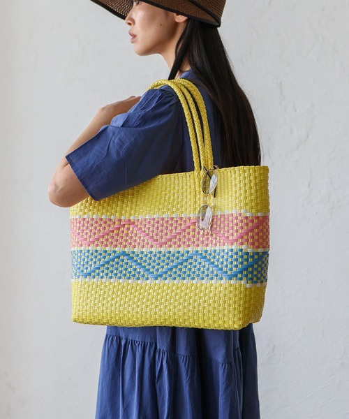 VitaFelice(ヴィータフェリーチェ)の「メルカドトートバッグ(M) プラかごバッグ かごバック ビッグトート A4収納 マルシェバッグ(かごバッグ・レディース・イエロー/ターコイズブルー/ブルー/ピンク・FREE)」の8枚目の写真