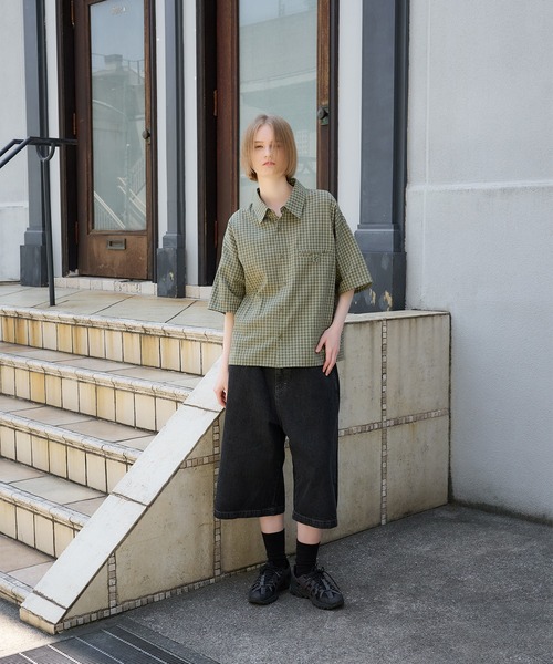 Regen Glanz(レーゲングランツ)の「wide baggy slab jorts/ワイドバギースラブジョーツ(デニムパンツ・メンズ・ブラック/ネイビー・MEDIUM/LARGE)」の14枚目の写真