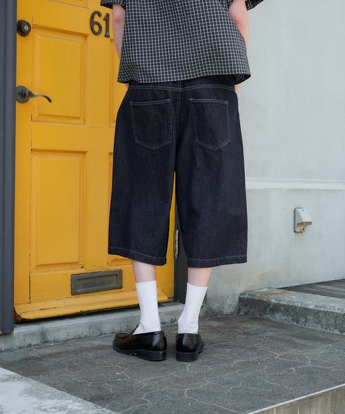Regen Glanz(レーゲングランツ)の「wide baggy slab jorts/ワイドバギースラブジョーツ(デニムパンツ・メンズ・ブラック/ネイビー・MEDIUM/LARGE)」の16枚目の写真