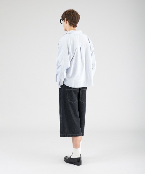 Regen Glanz(レーゲングランツ)の「wide baggy slab jorts/ワイドバギースラブジョーツ(デニムパンツ・メンズ・ブラック/ネイビー・MEDIUM/LARGE)」の6枚目の写真