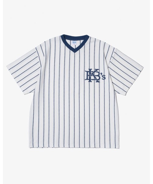EFG STRIPE V NECK S/S TEE（Tシャツ/カットソー）｜KEBOZ