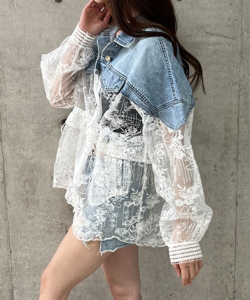 GLAMOROUS JANE（グラマラスジェーン）の「デニム×レース切替Gジャン