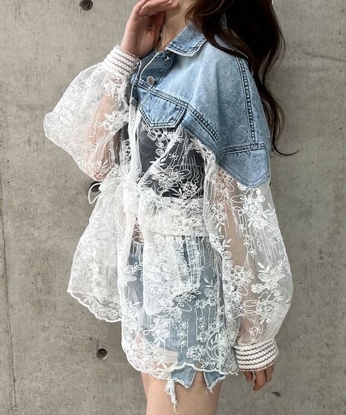 GLAMOROUS JANE（グラマラスジェーン）の「デニム×レース切替Gジャン