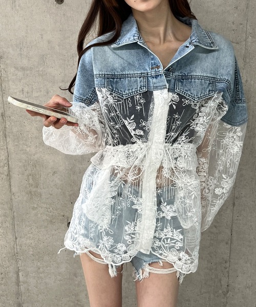GLAMOROUS JANE（グラマラスジェーン）の「デニム×レース切替Gジャン