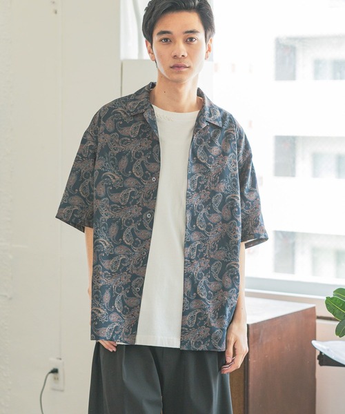 niko and...（ニコアンド）の「ペイズリープリントシャツ（シャツ/ブラウス・メンズ・ネイビー/カーキ・LARGE/MEDIUM）」の4枚目の写真