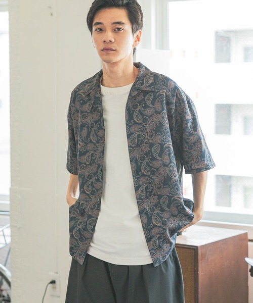 niko and...（ニコアンド）の「ペイズリープリントシャツ（シャツ/ブラウス・メンズ・ネイビー/カーキ・LARGE/MEDIUM）」の5枚目の写真