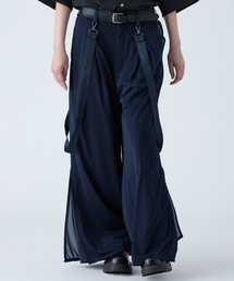 VELNUS(xiX)́yVELNUSzDraped loose silhouette suspenders double tuck sheer layered slit pants/h[v[YVGbg TXy_[ _u^bN VA[C[h Xbgpc(XbNX)